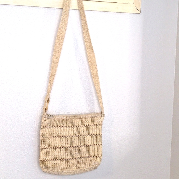Vintage Liz Claiborne Woven Crochet Crossbody Bag Straw Look Boho Festival Style - Picture 3 of 11